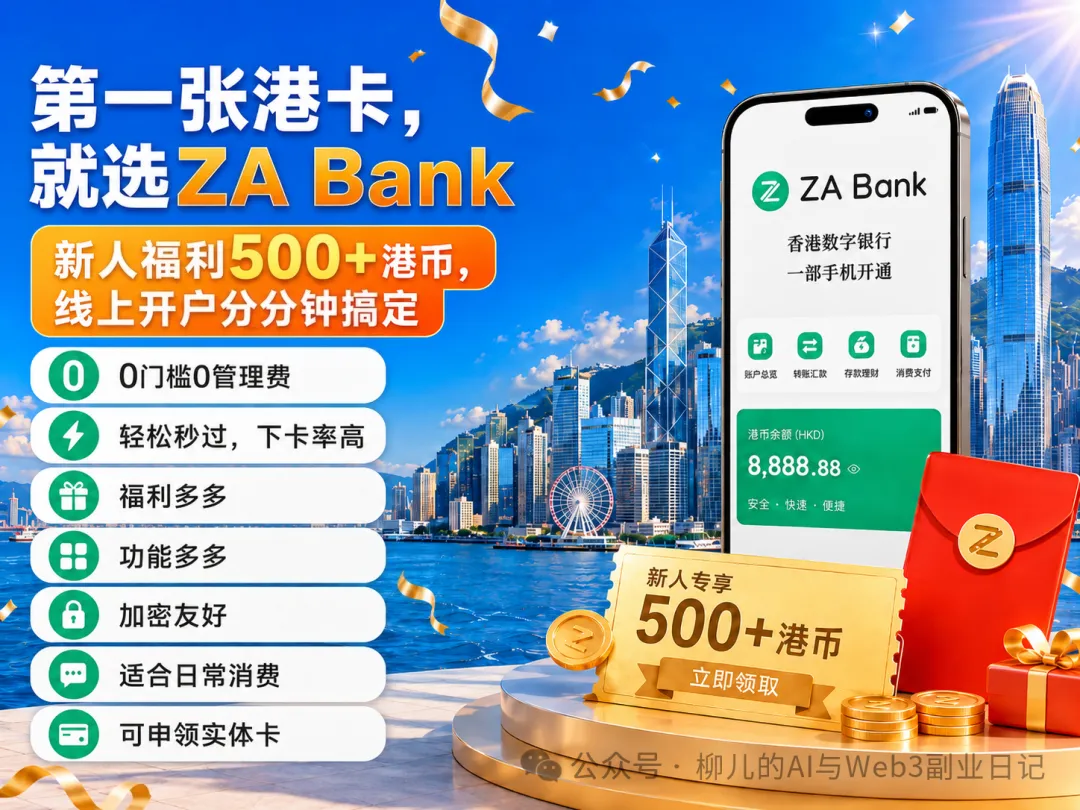 可薅500+港币！香港众安银行开户，最新众安港卡教程（含APP下载链接）！